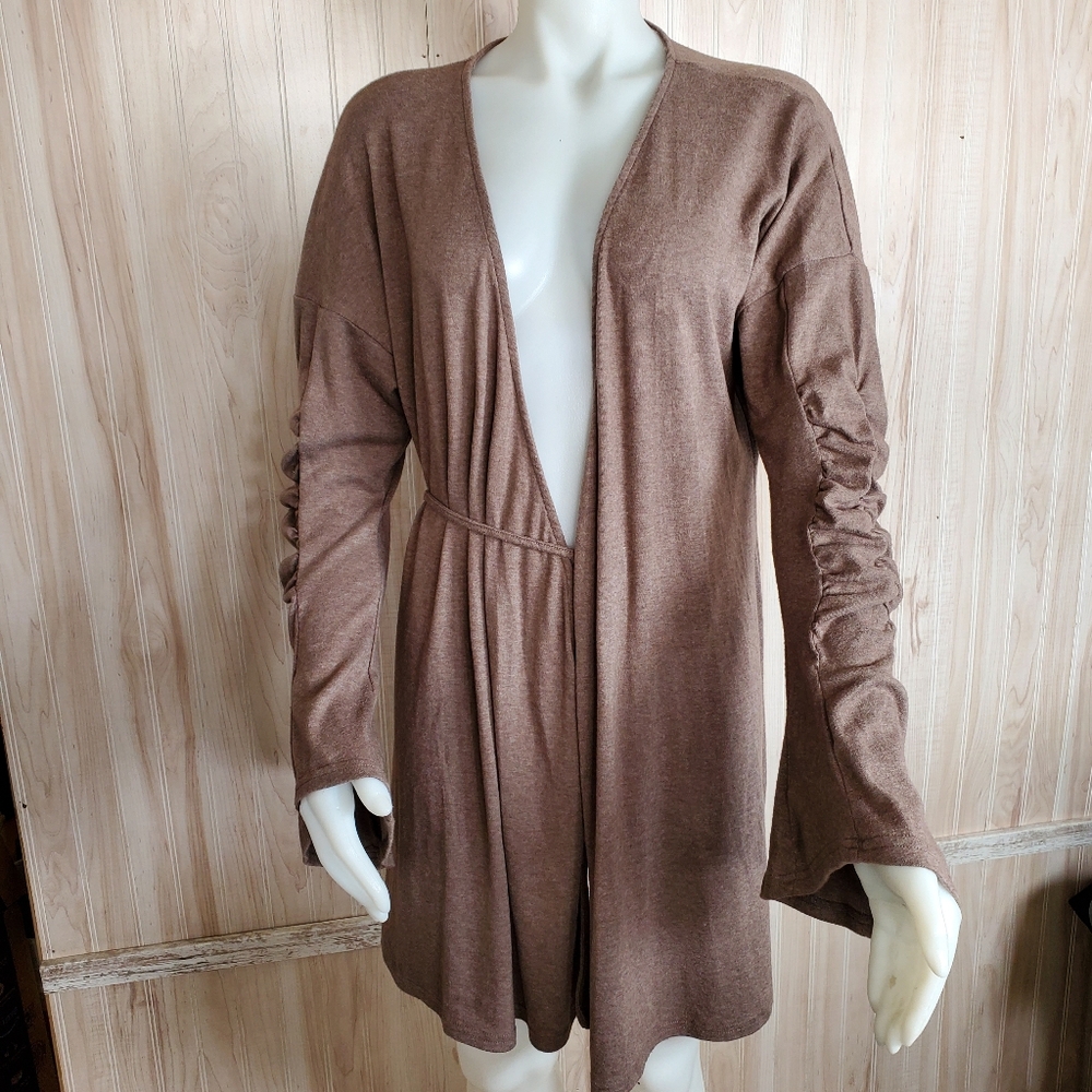 Easel Wrap Dress Bohemian Size S Ruched Sleeves /Bell Sleeves Tie Wasit Cottage